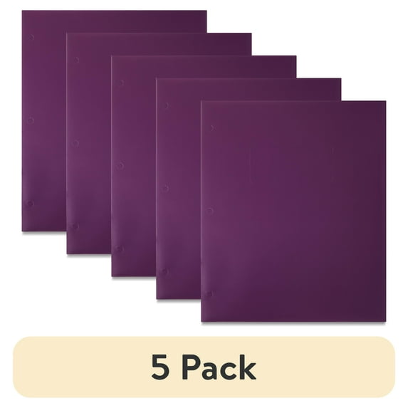 (5 pack) Pen + Gear Two Pocket Paper Folder, Solid Purple Color, Letter Size