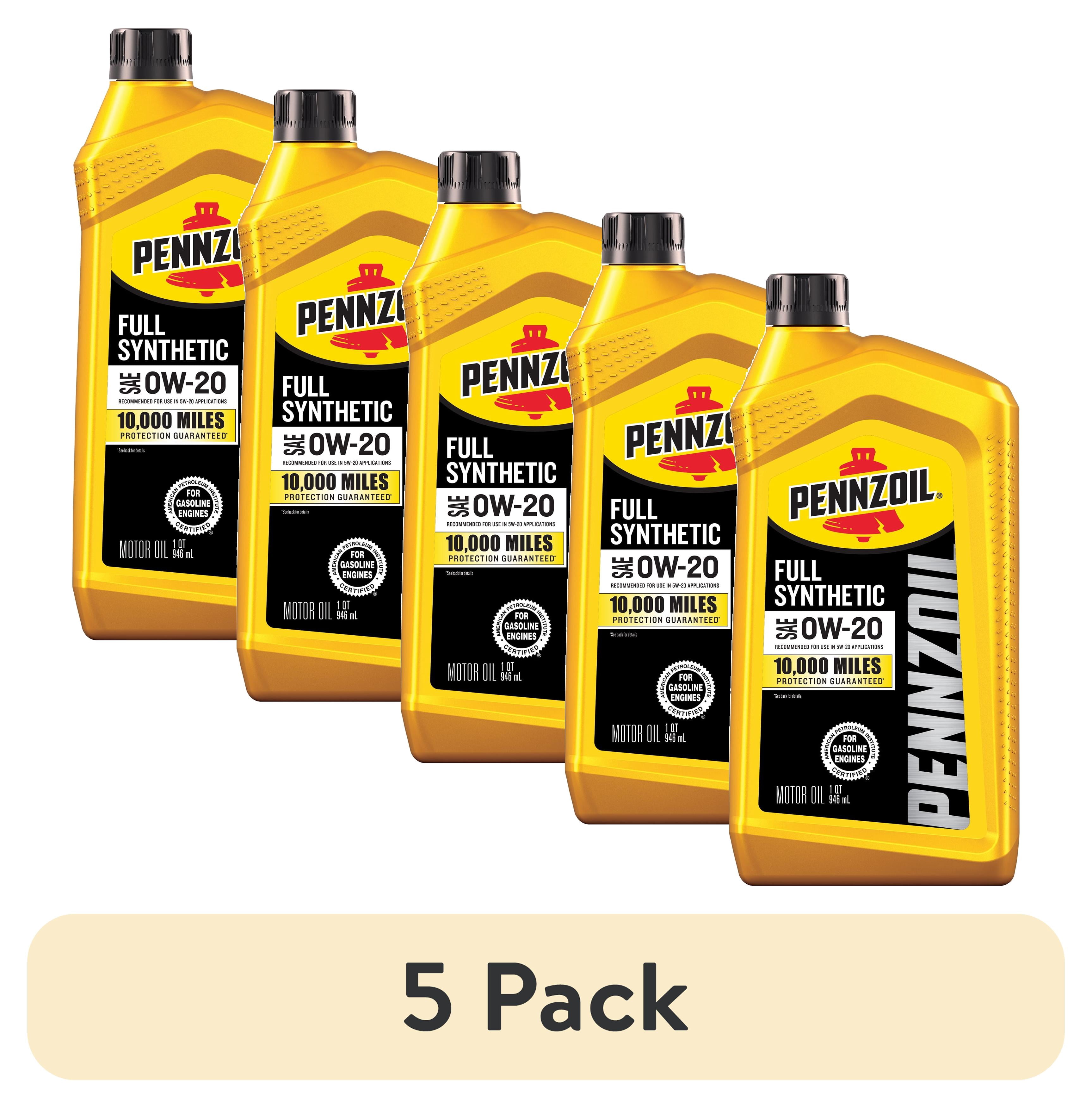(5 pack) Pennzoil Full Synthetic 0W-20 Motor Oil, 1 Quart