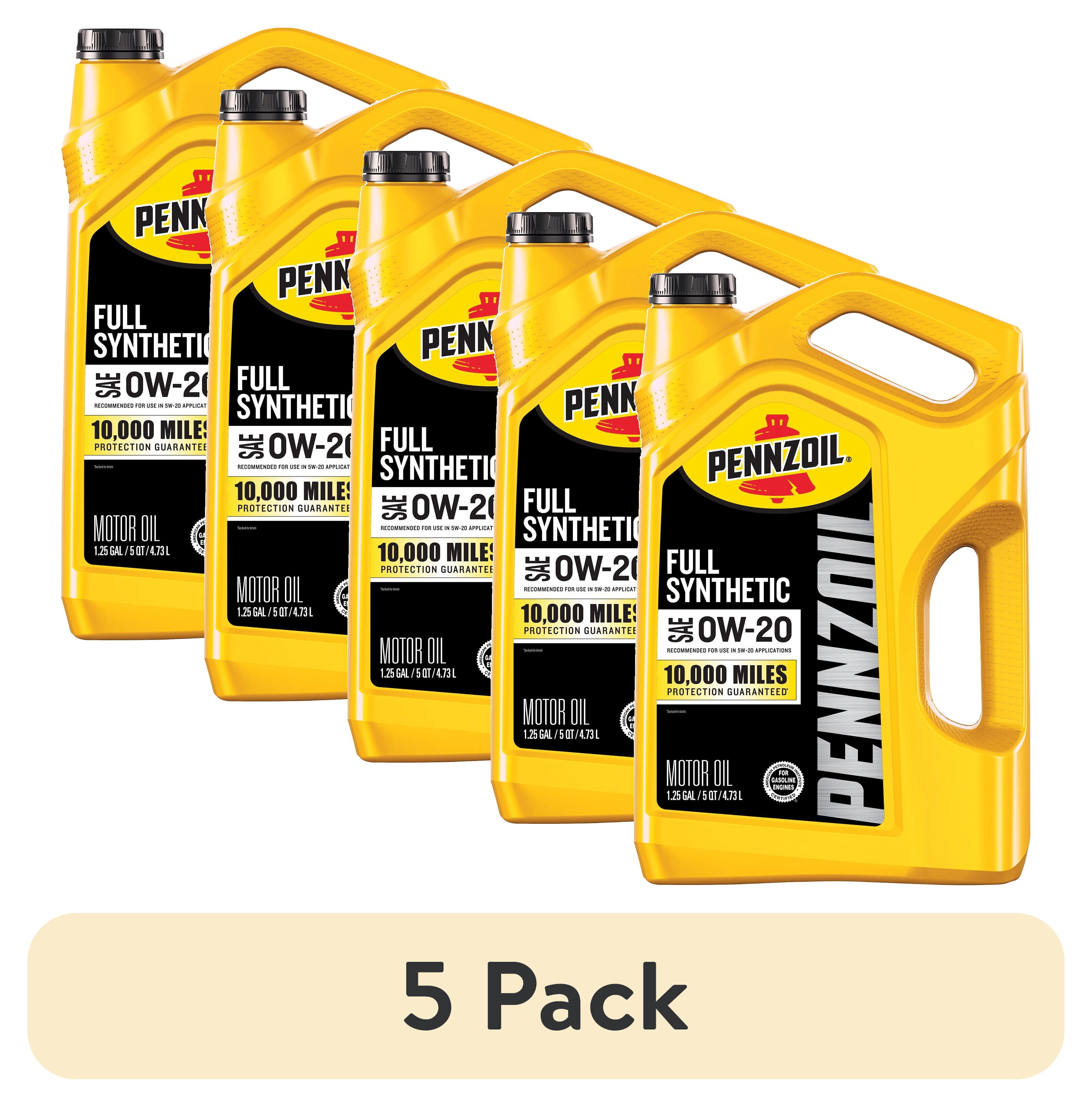 (5 pack) Pennzoil Full Synthetic 0W-20 Motor Oil, 5 Quart