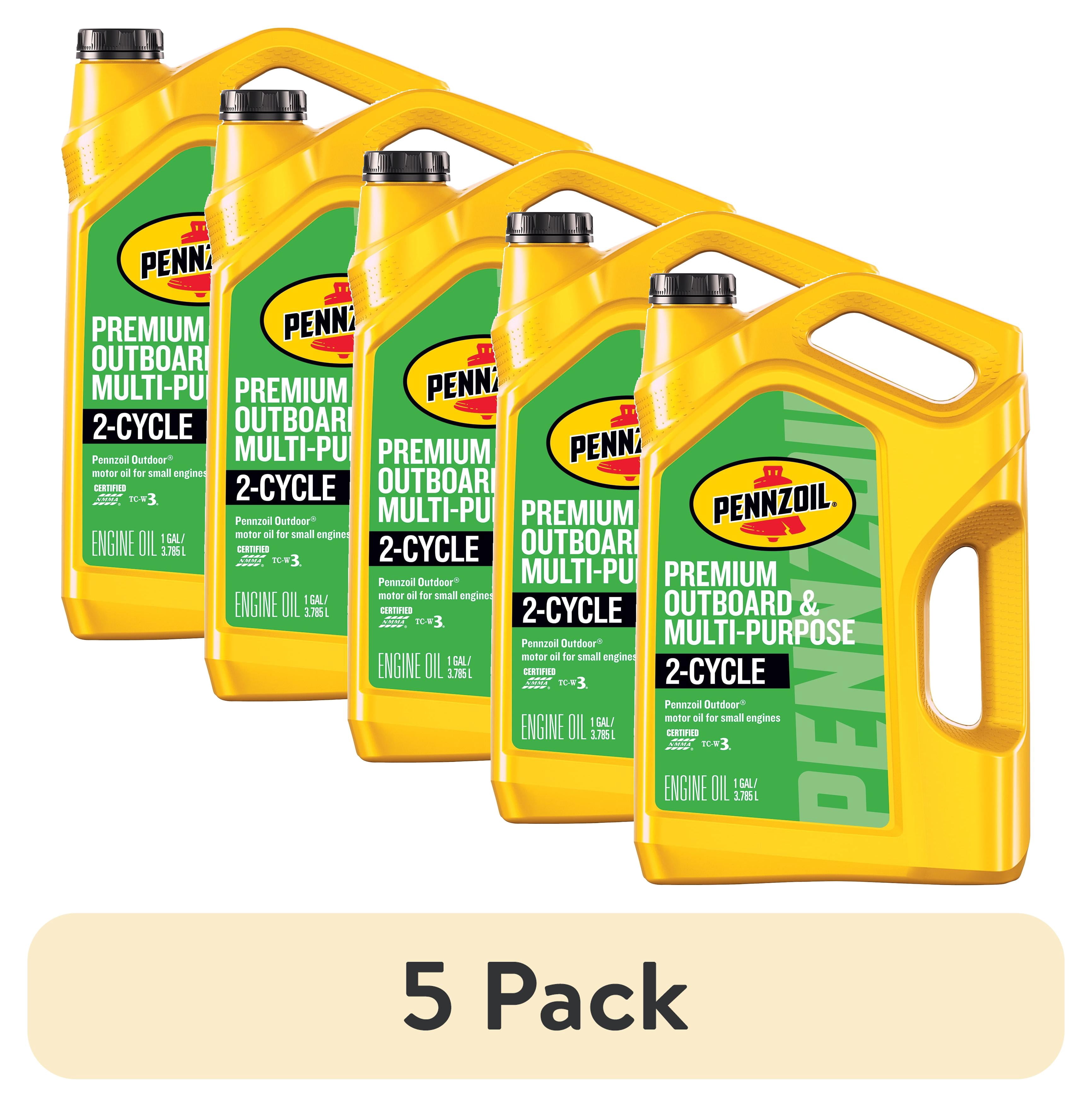 (5 pack) Pennzoil Outdoor Premium Outboard & Multi-Purpose 2-Cycle Engine Oil, 1 Gallon