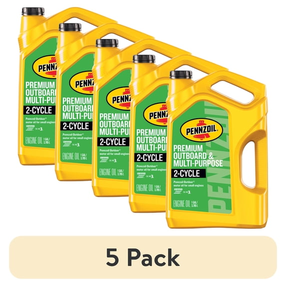(5 pack) Pennzoil Outdoor Premium Outboard & Multi-Purpose 2-Cycle Engine Oil, 1 Gallon