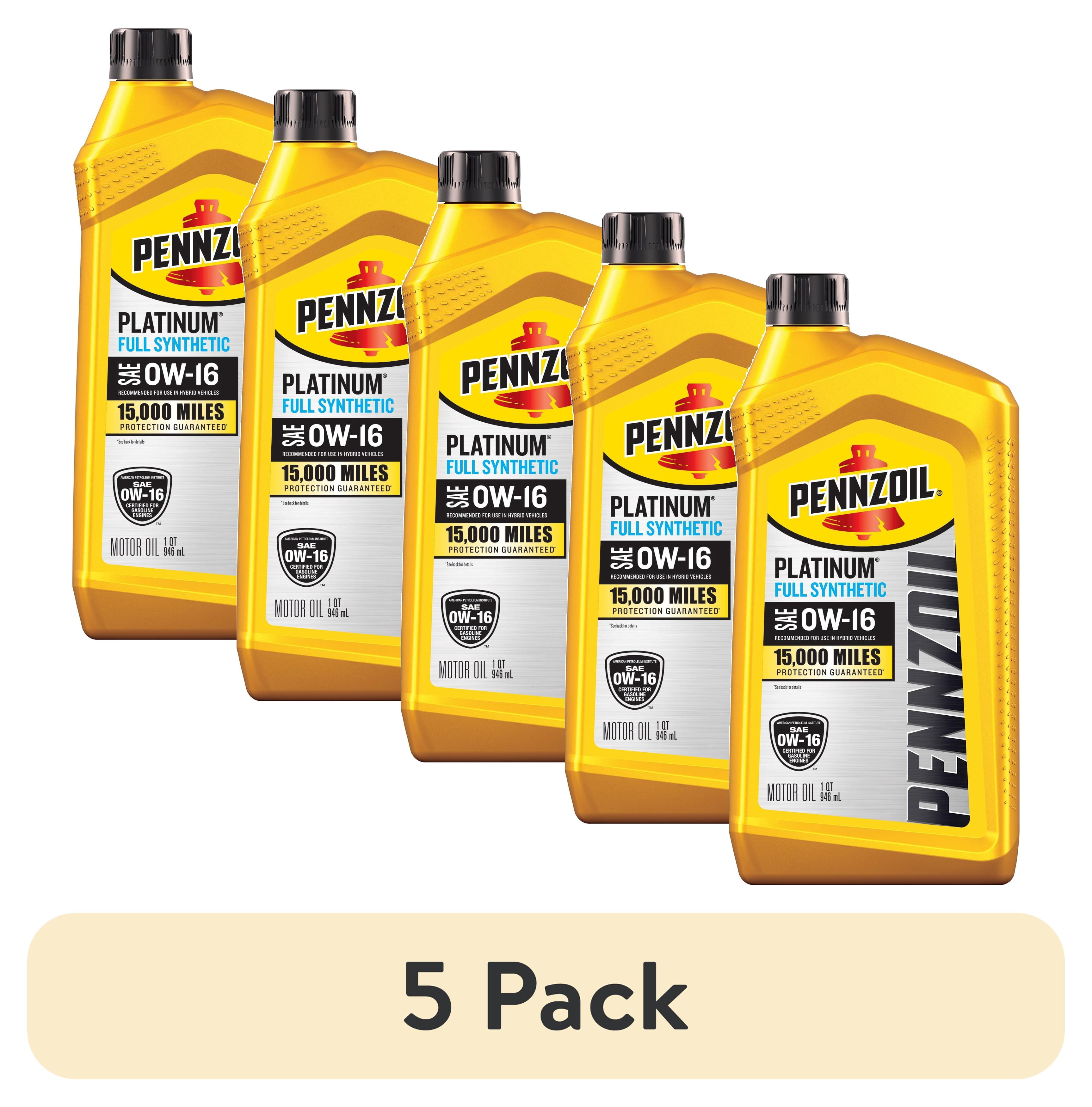 (5 pack) Pennzoil Platinum Full Synthetic 0W-16 Motor Oil, 1 Quart