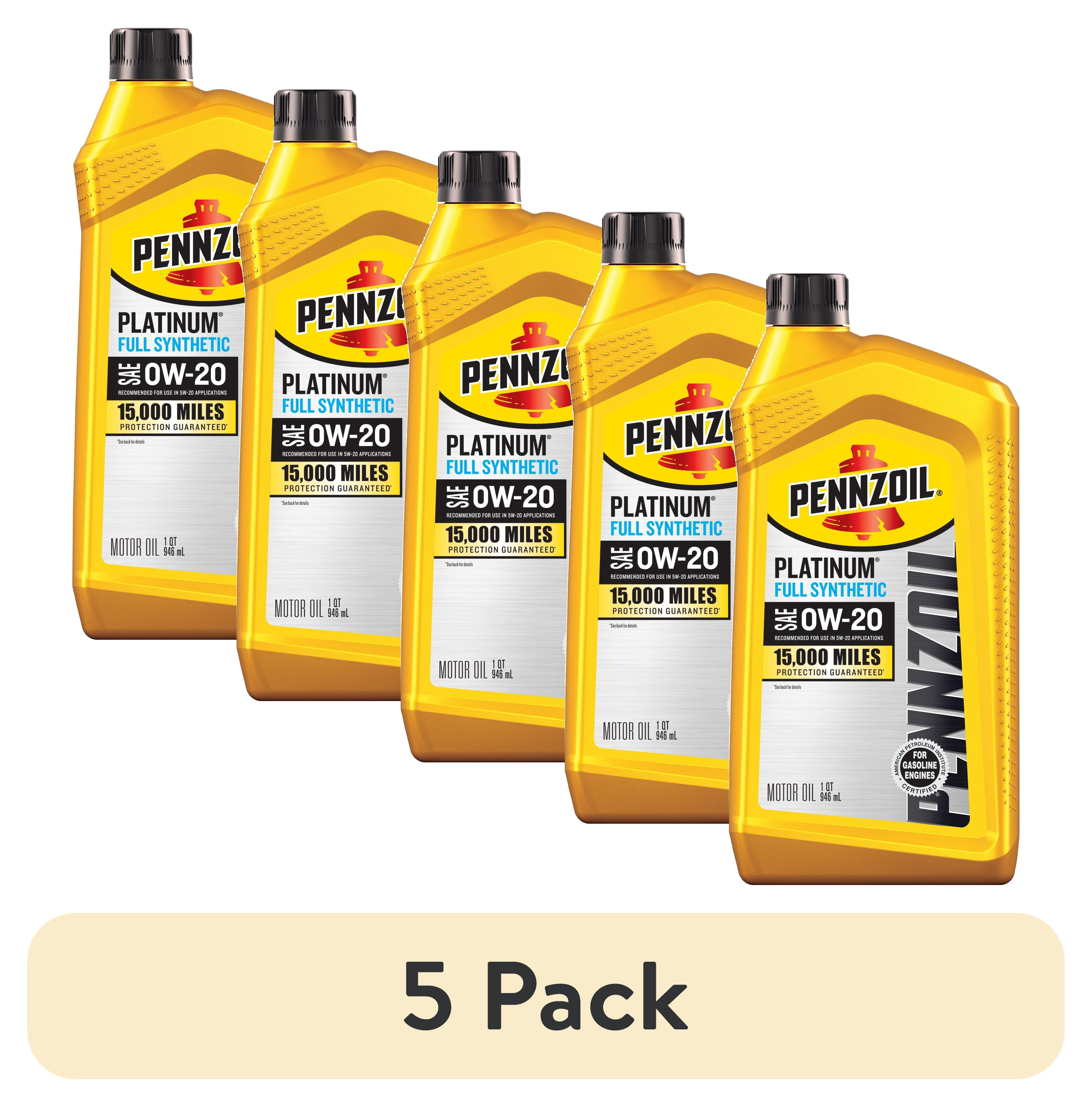 (5 pack) Pennzoil Platinum Full Synthetic 0W-20 Motor Oil, 1-Quart