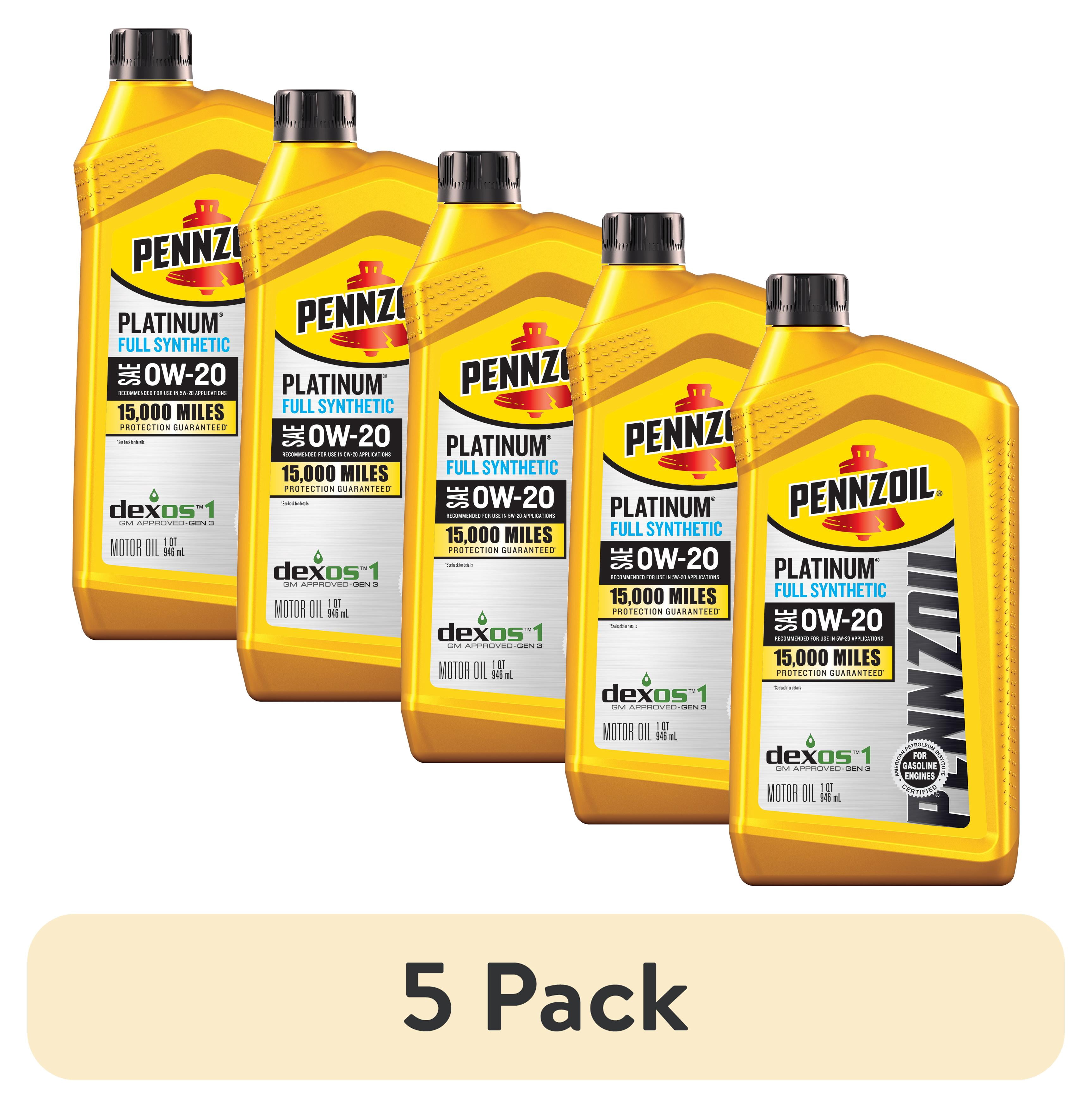 5 pack) Pennzoil Platinum Full Synthetic 0W-20 Motor Oil, 1-Quart