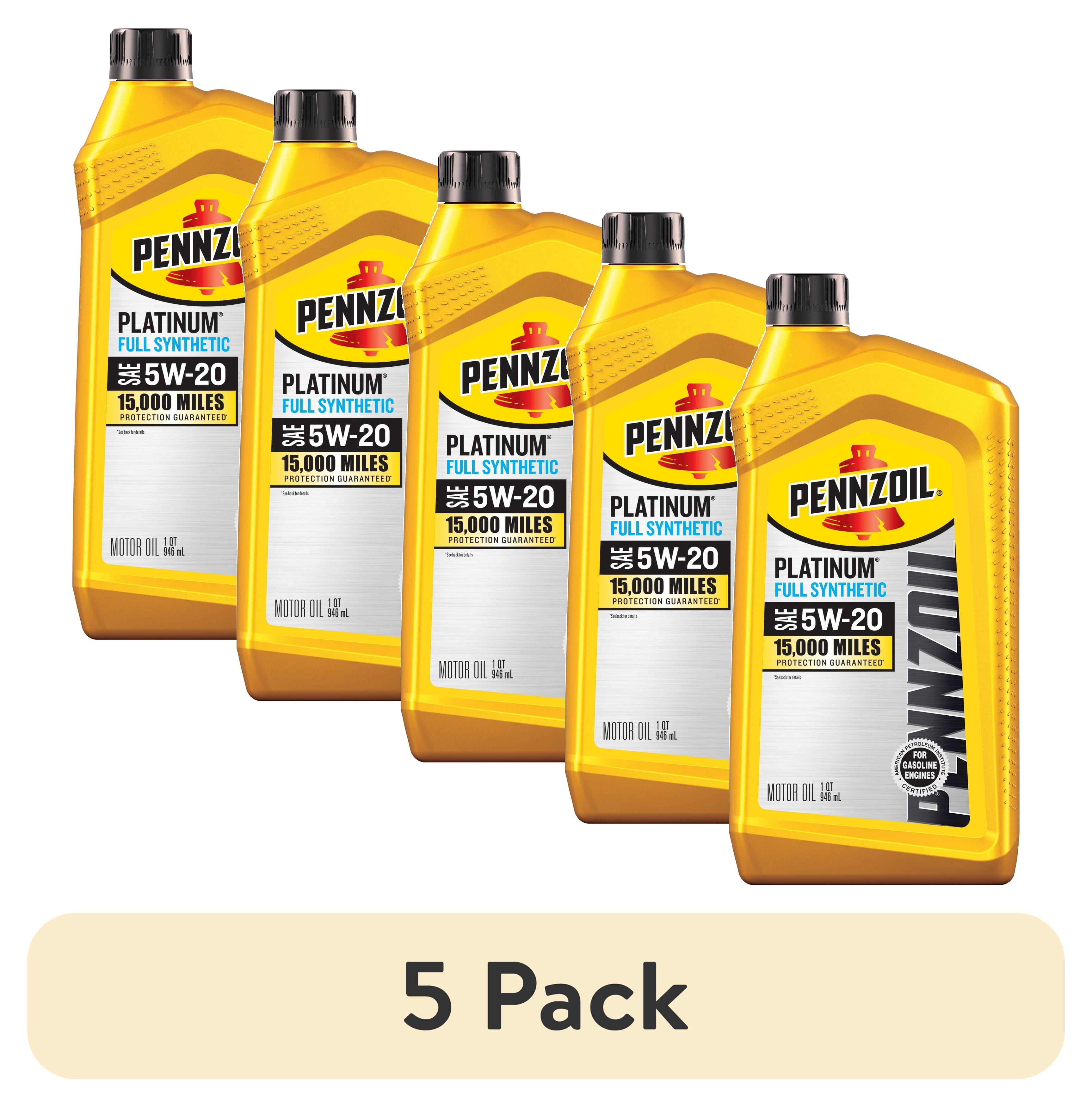 5 pack) Pennzoil Platinum Full Synthetic 5W-20 Motor Oil, 1 Quart