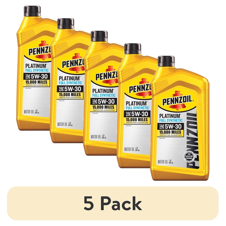 5 pack) Pennzoil Platinum Full Synthetic 5W-30 Motor Oil, 1 Quart