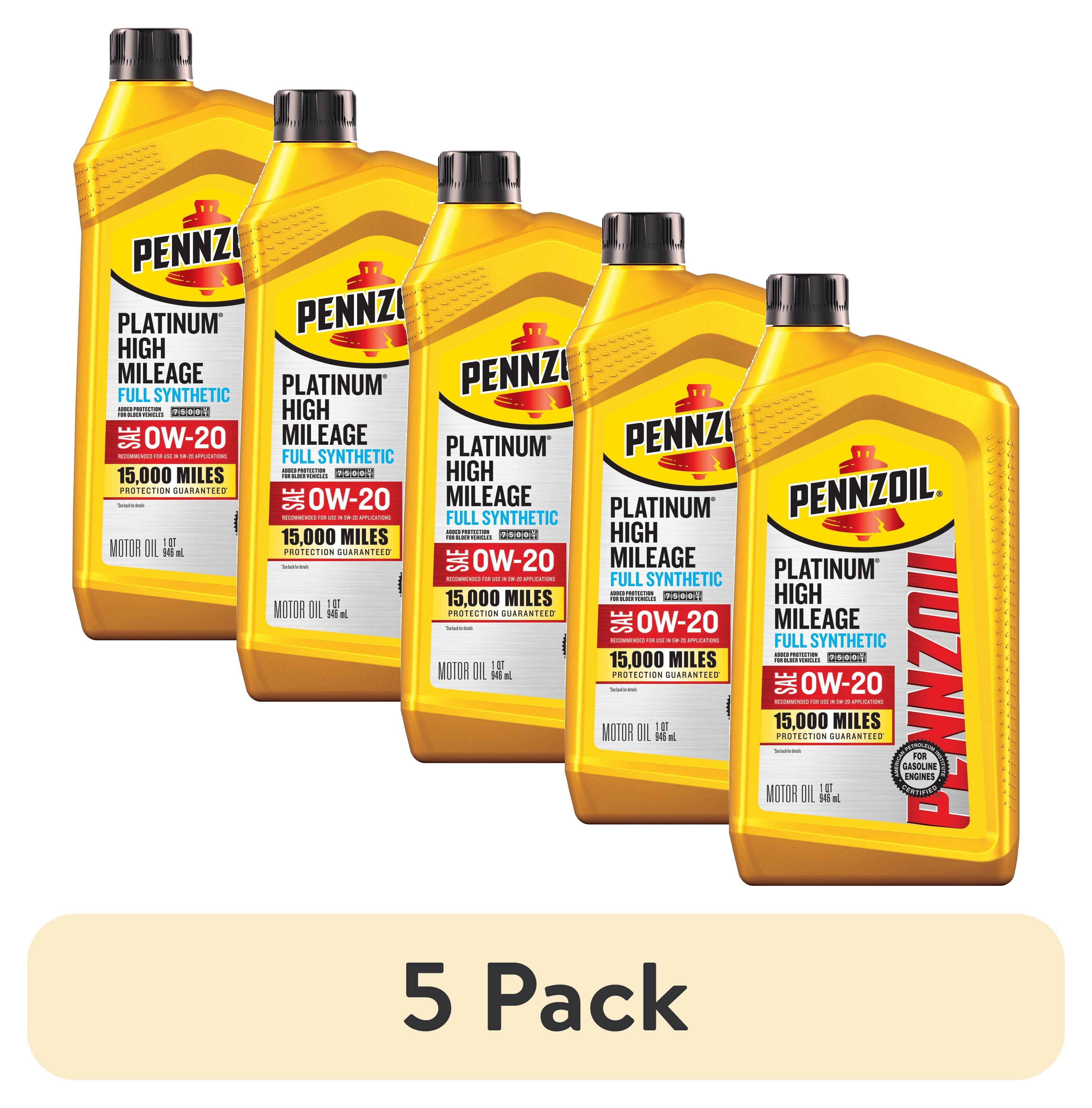 4 pack) Pennzoil Platinum High Mileage Full Synthetic 0W-20 Motor