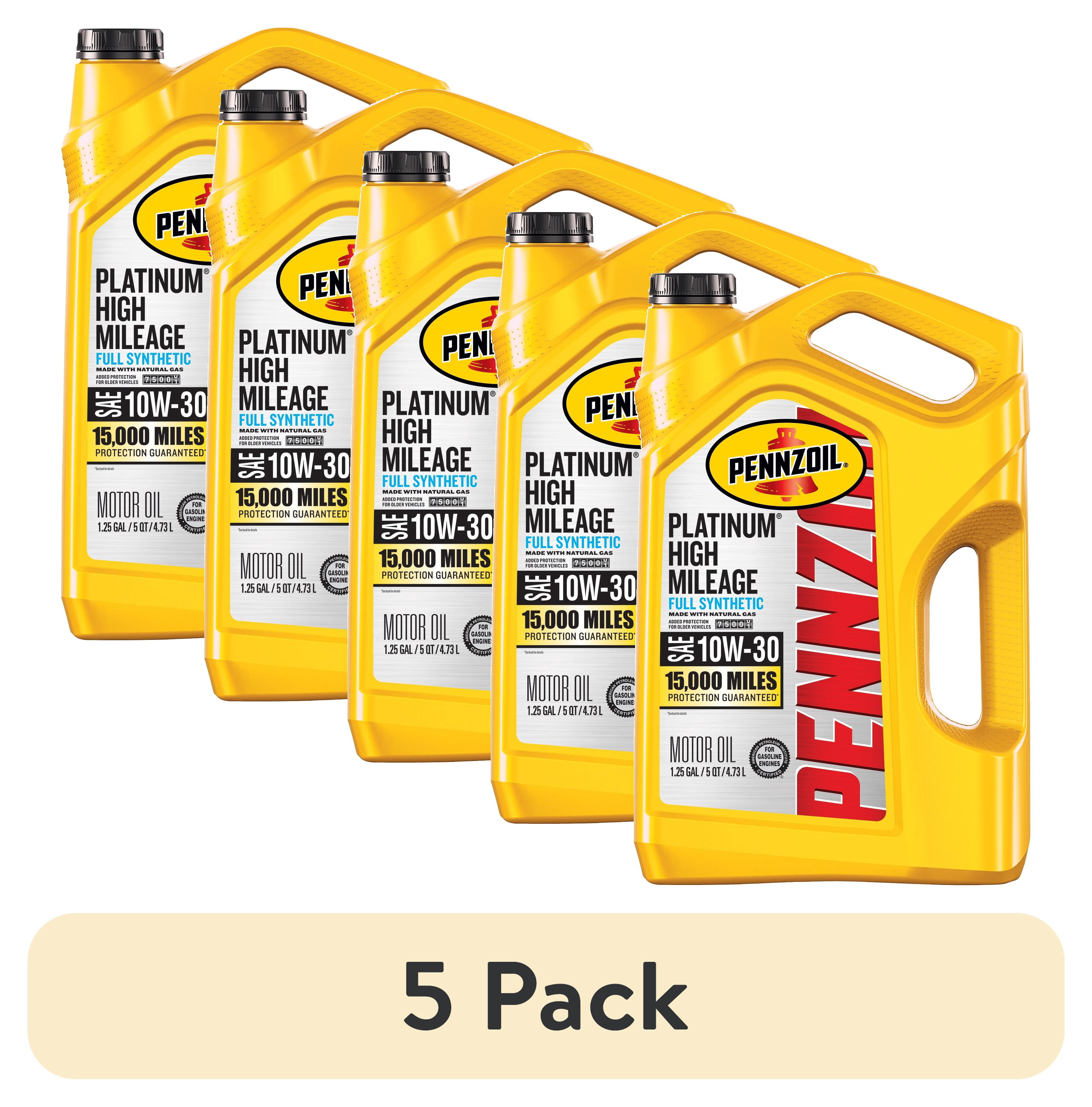 (5 pack) Pennzoil Platinum High Mileage Full Synthetic 10W-30 Motor Oil ...