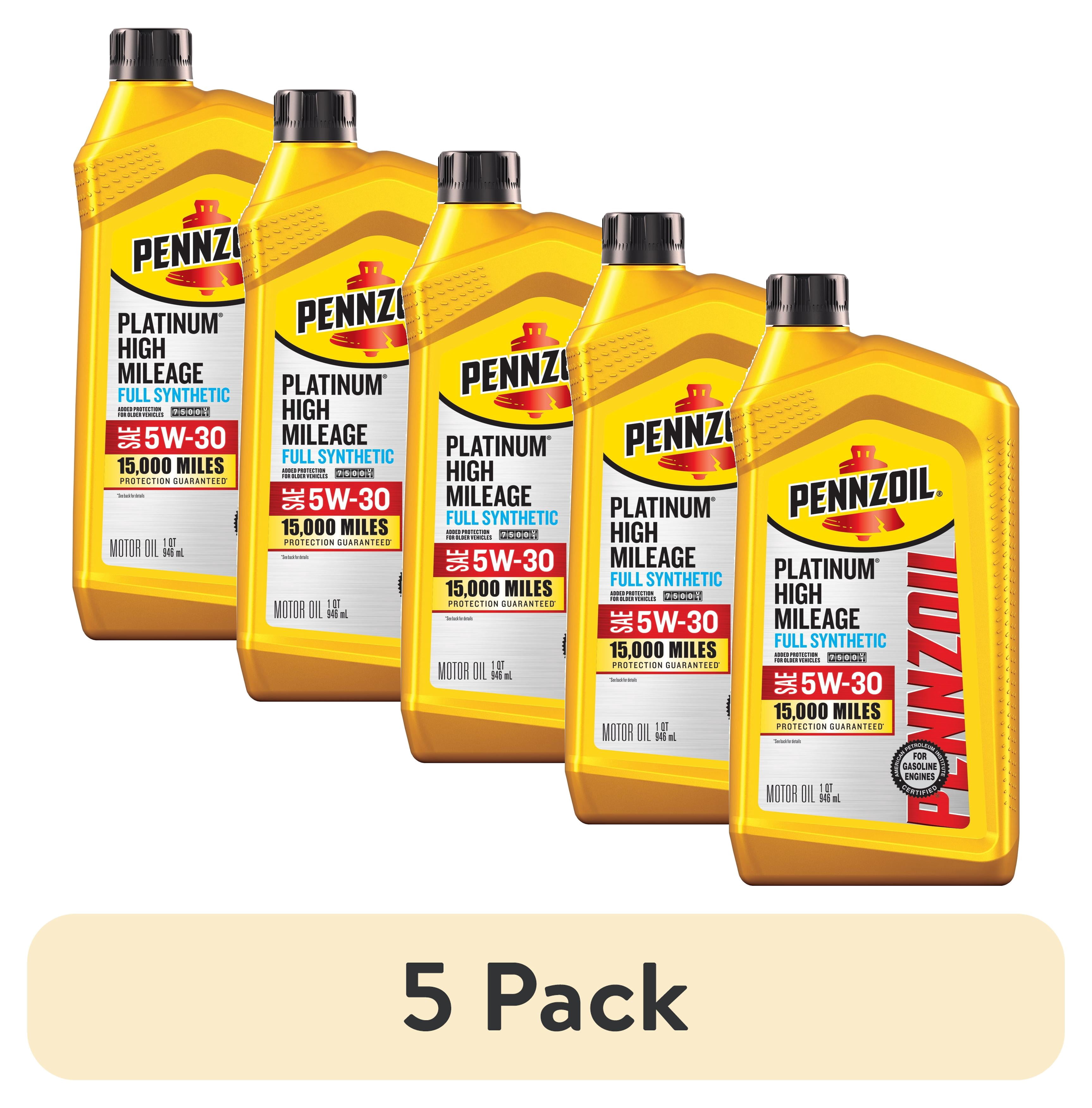 5 pack) Pennzoil Platinum High Mileage Full Synthetic 5W-30 Motor