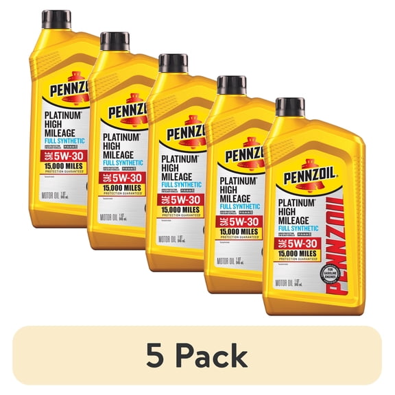 (5 pack) Pennzoil Platinum High Mileage Full Synthetic 5W-30 Motor Oil, 1 Quart