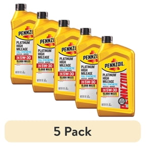 (5 pack) Pennzoil Platinum High Mileage Full Synthetic 5W-30 Motor Oil, 1 Quart