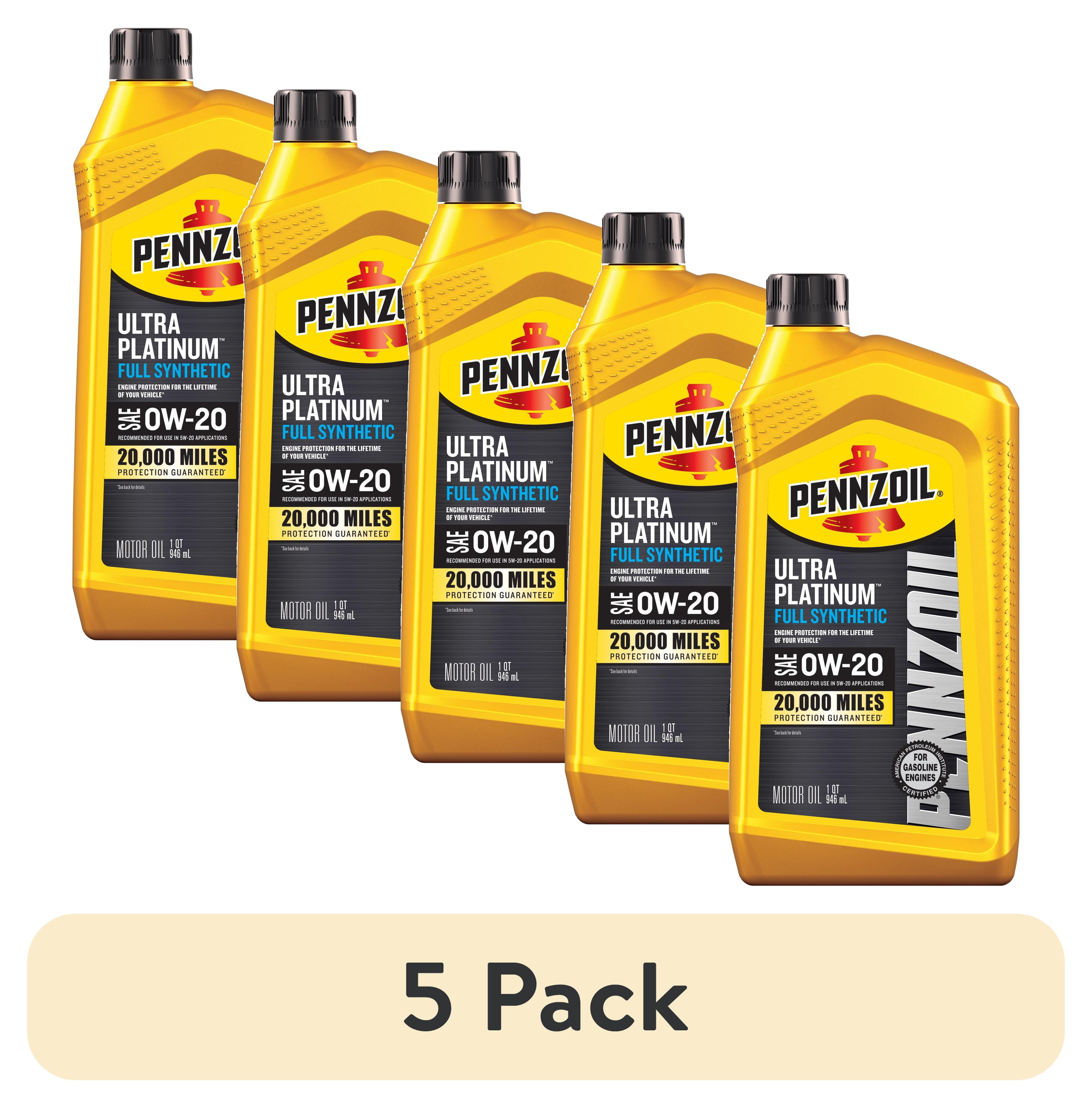 5 pack) Pennzoil Ultra Platinum Full Synthetic 0W-20 Motor Oil, 1