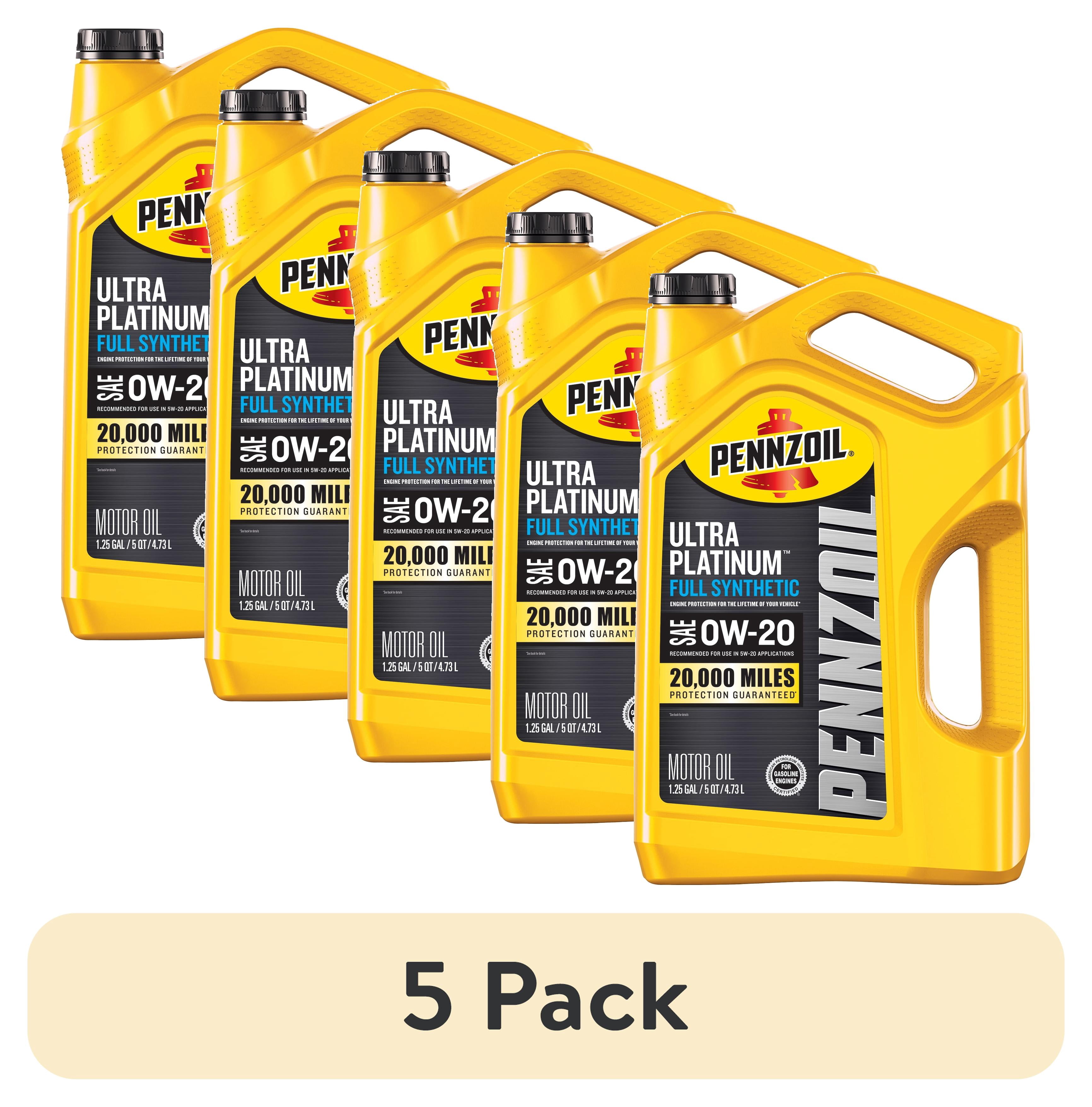 5 pack) Pennzoil Ultra Platinum Full Synthetic 0W-20 Motor Oil, 5