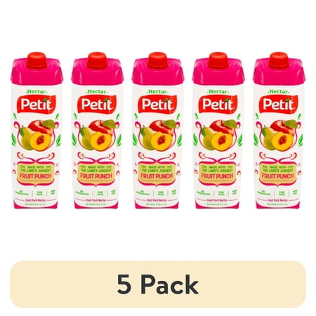 (5 pack) Petit Nectar Fruit Punch 1 Liter, Nectar Juice, Creamy Texture