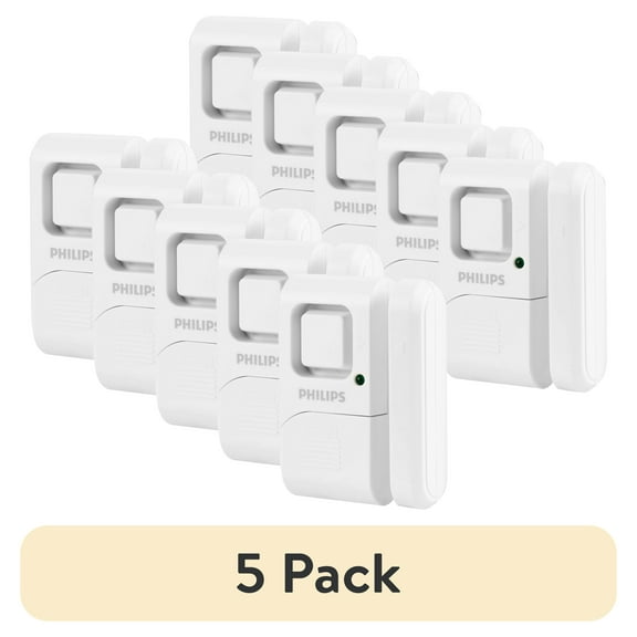 (5 pack) Philips Personal Security Window and Door Alarm, 2-Pack, White