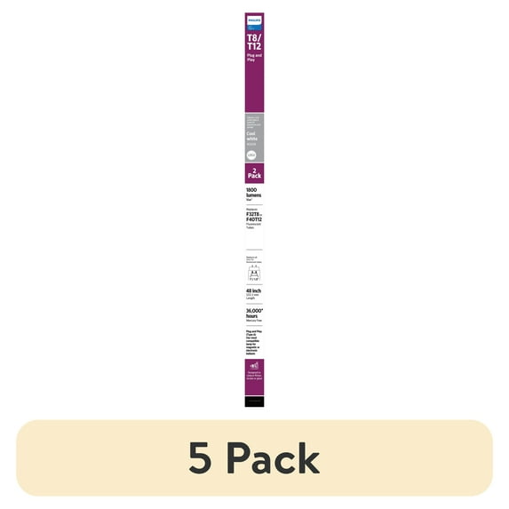 (5 pack) Philips Plug and Play 4Ft (48-inch) Type A T8/T12 Cool White 32-Watt LED Tube Light Bulb (2 Pack)