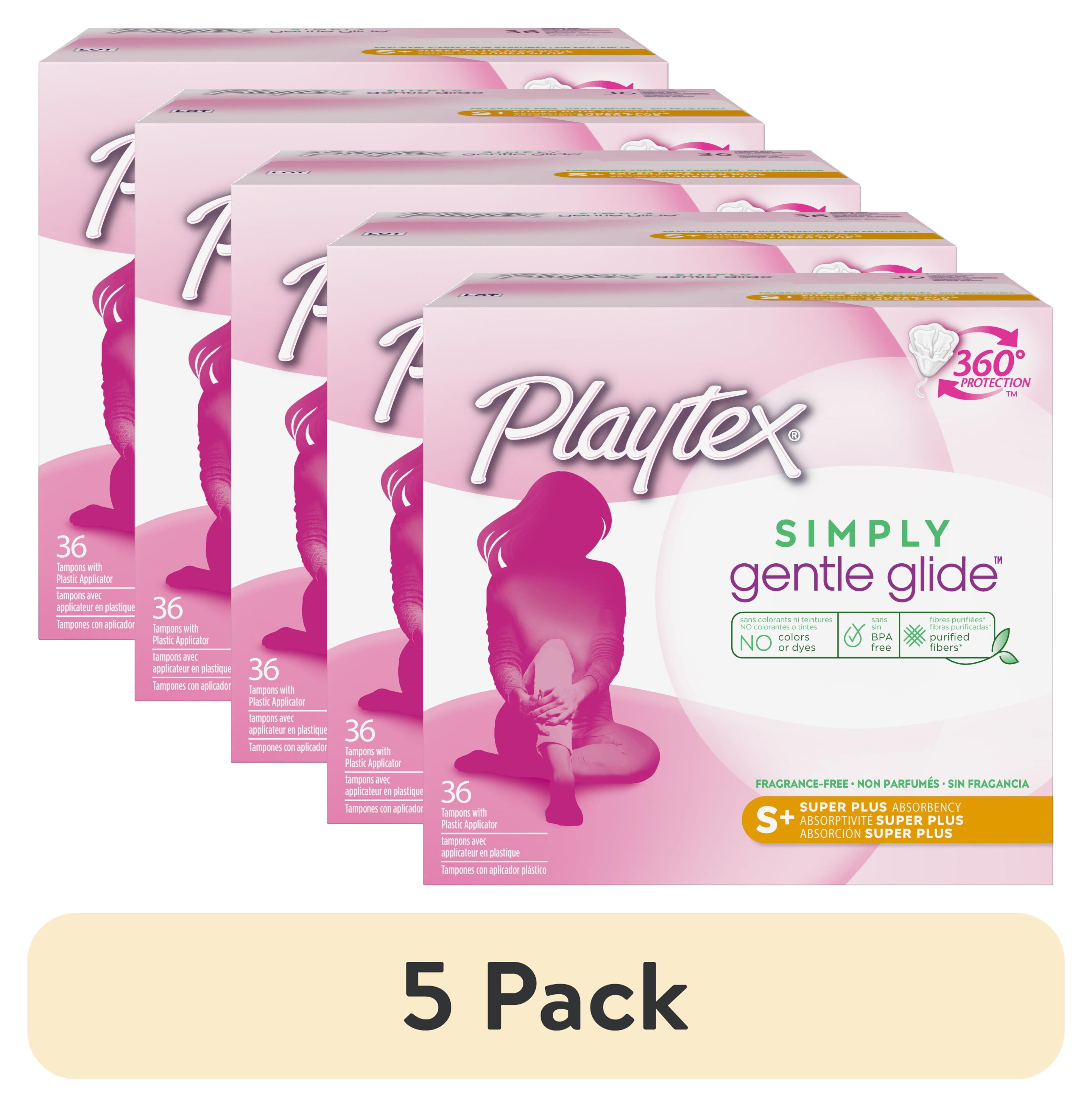 (5 pack) Playtex Simply Gentle Glide Tampons, Unscented, Super Plus, 36 Ct