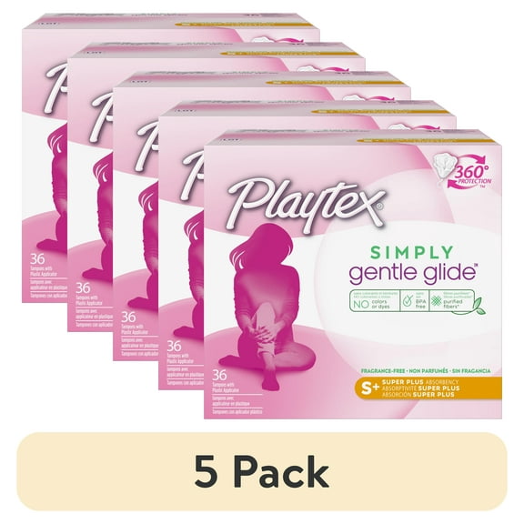 (2 pack) Playtex Simply Gentle Glide Tampons, Unscented, Super Plus, 36 Ct