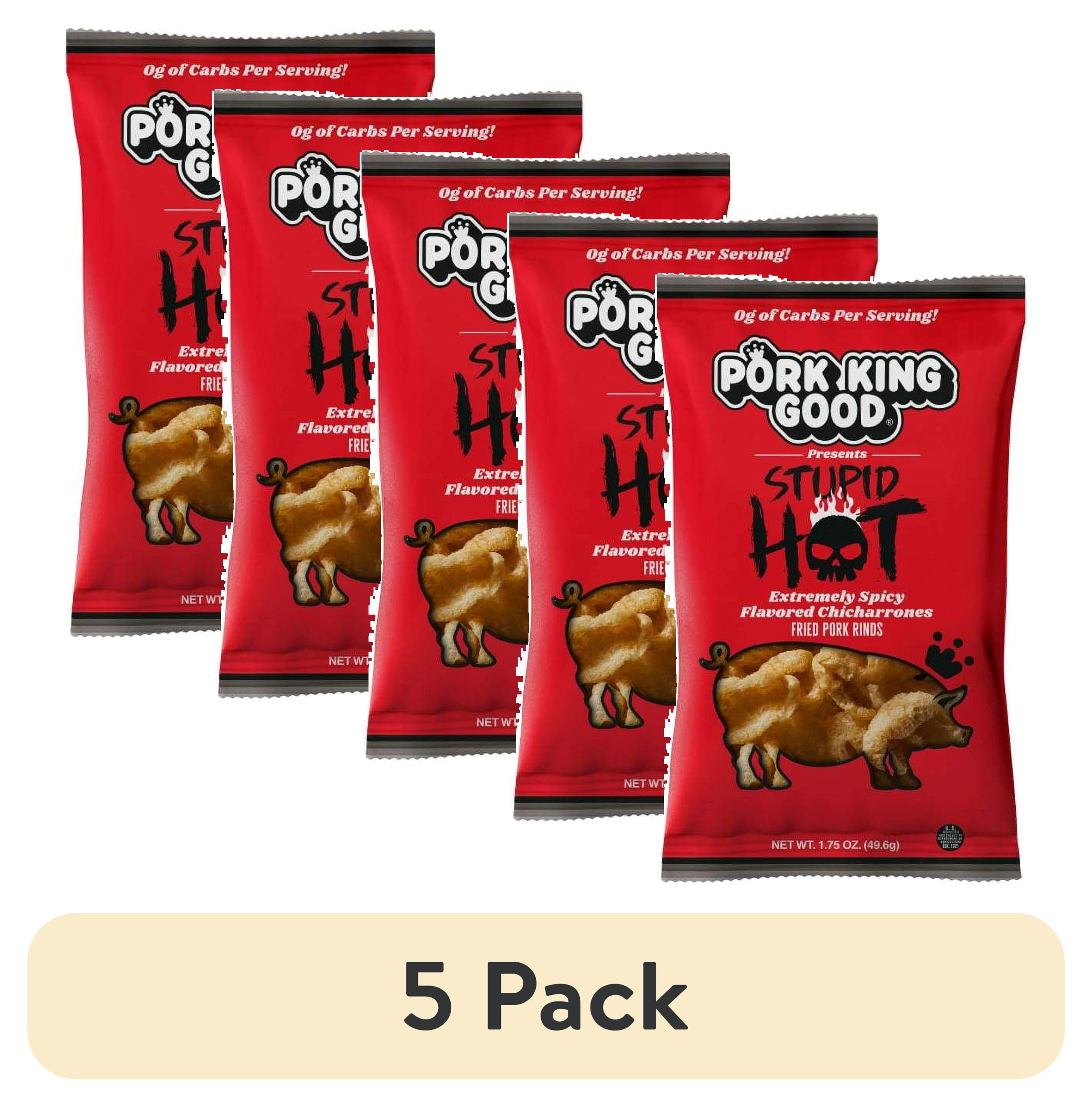 (5 pack) Pork King Good Pork Rinds - Stupid Hot Size: 1.75 oz Bag