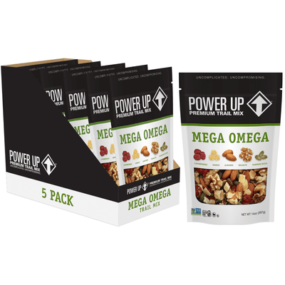 (5 pack) Power Up Trail Mix Mega Omega 14oz, Gluten Free, Vegan, Non-GMO
