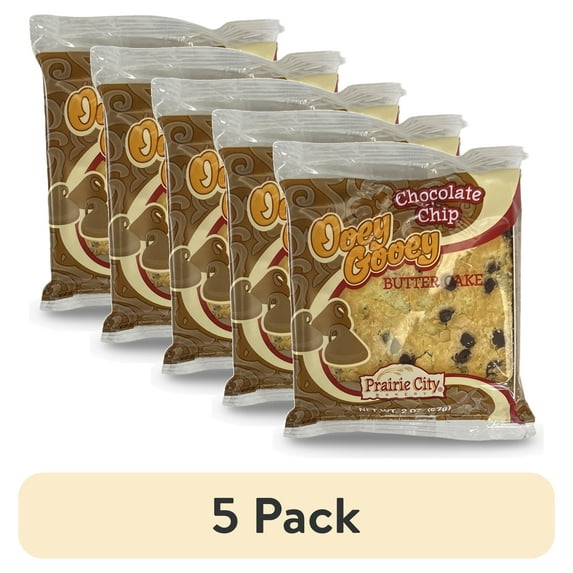 (5 pack) Prairie City Bakery Ooey Gooey Chocolate Chip Butter Cake, 2 Ounces - 10 per Pack
