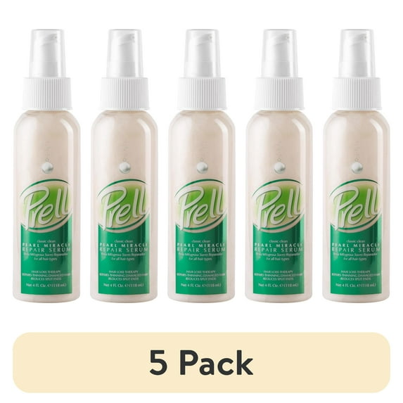 (5 pack) Prell Pearl Miracle Repair Serum for All Hair Types, Hair Loss Therapy, Repairs Thinning Damaged Hair, Reduced Split Ends 4 Fl Oz