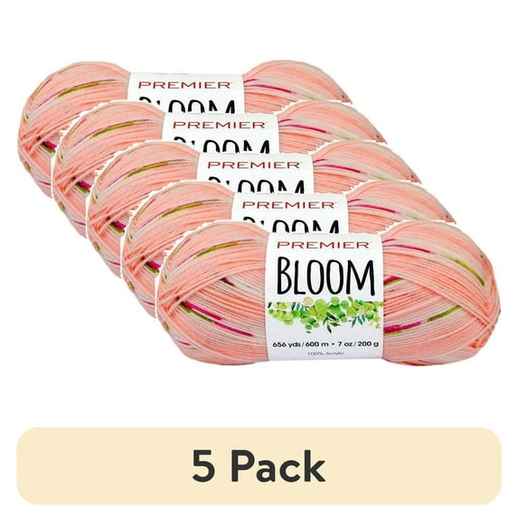 (5 pack) Premier Yarns Bloom DK Weight Yarn, Self-Patterning Yarn for Crocheting and Knitting, Apricot Blossom