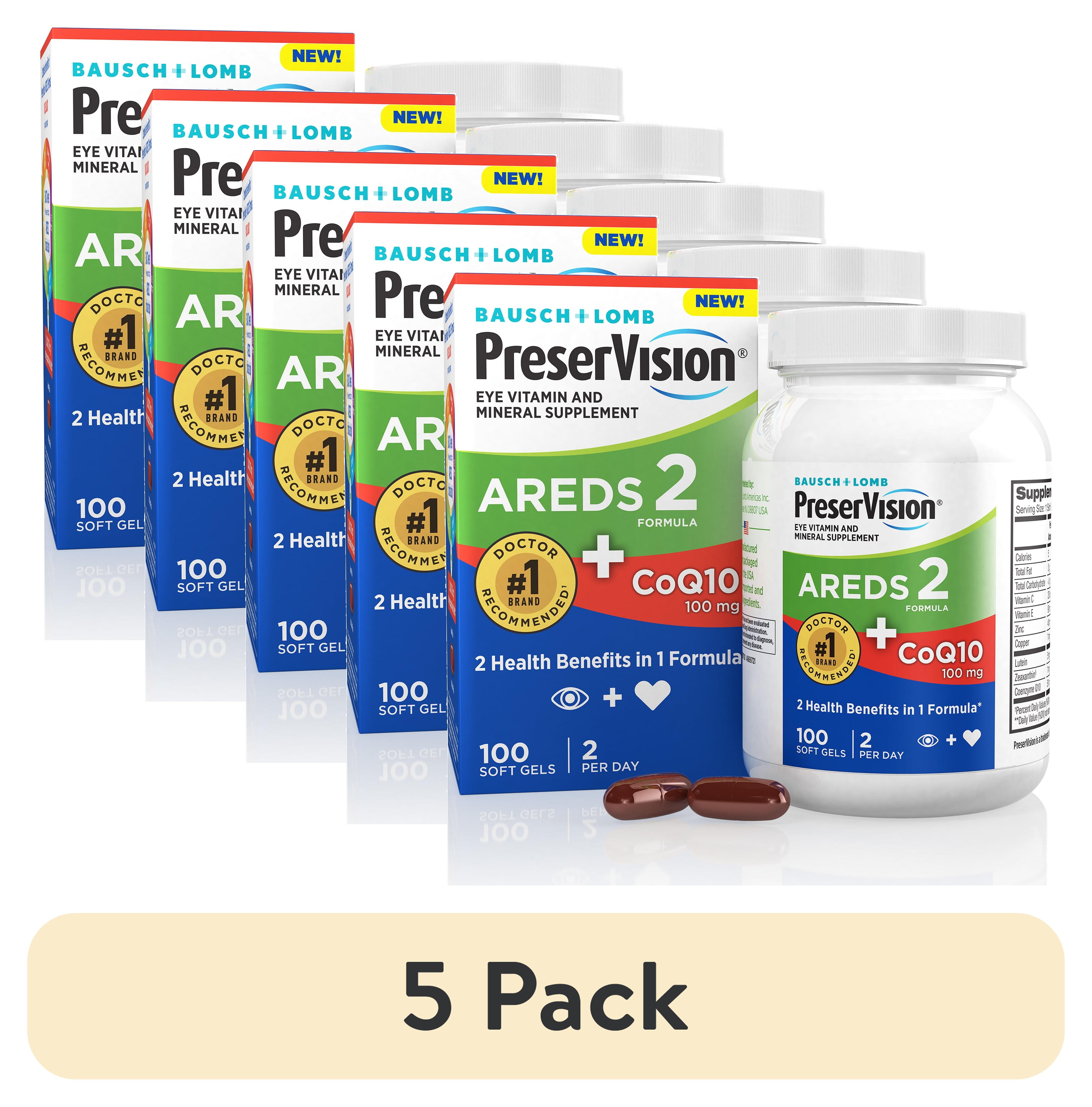 4 pack) PreserVision AREDS 2 Eye Vitamins with CoQ10 for Heart