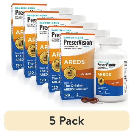 (5 pack) PreserVision AREDS Eye Vitamins and Minerals with Lutein Softgels, 120 Count