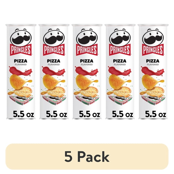 (5 pack) Pringles Pizza Potato Crisps Chips, Lunch Snacks, 5.5 oz Canister