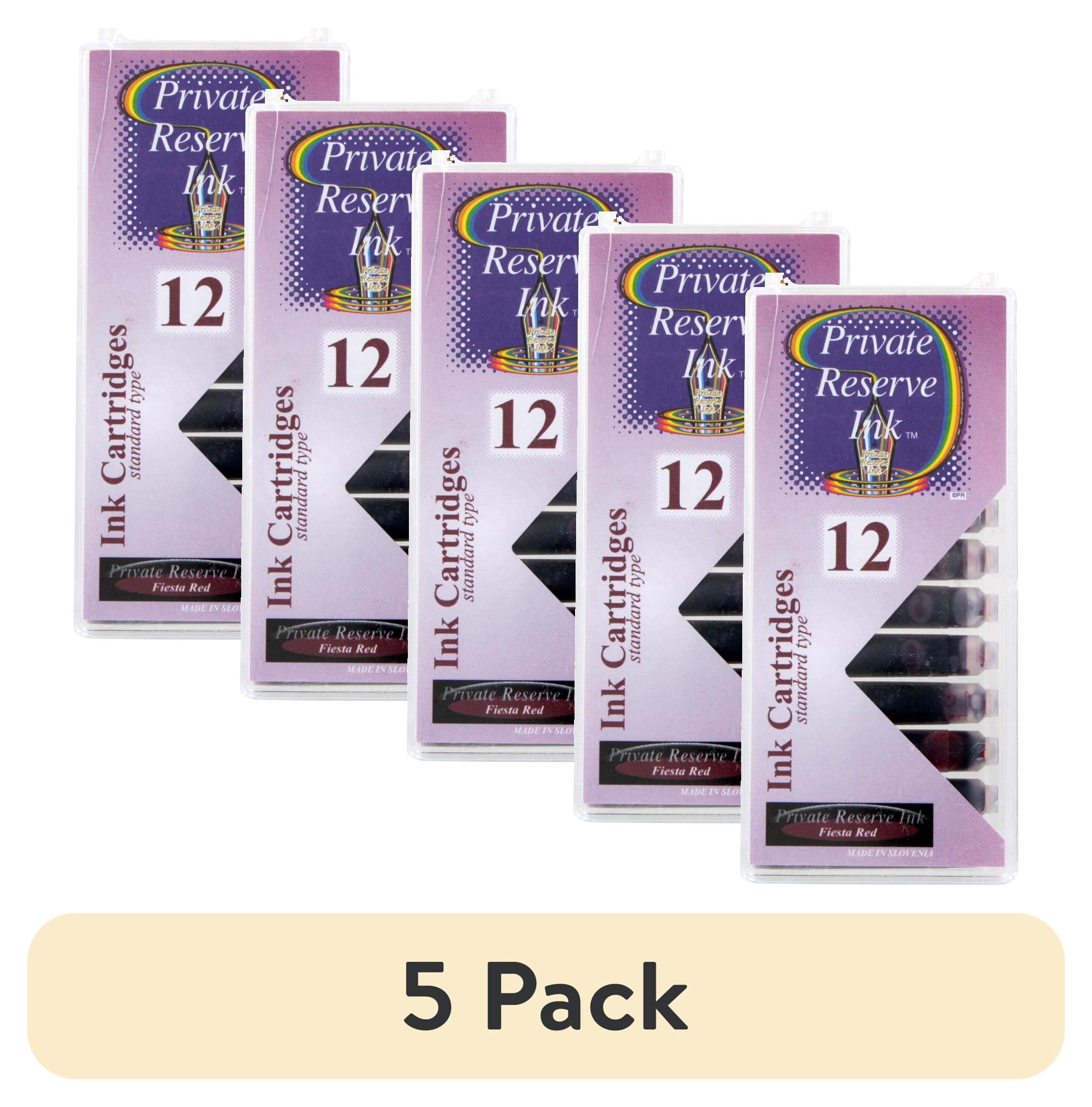 (5 pack) Private Reserve Ink Short International Fountain Pen Ink Cartridges, Pack of 12 - Fiesta Red