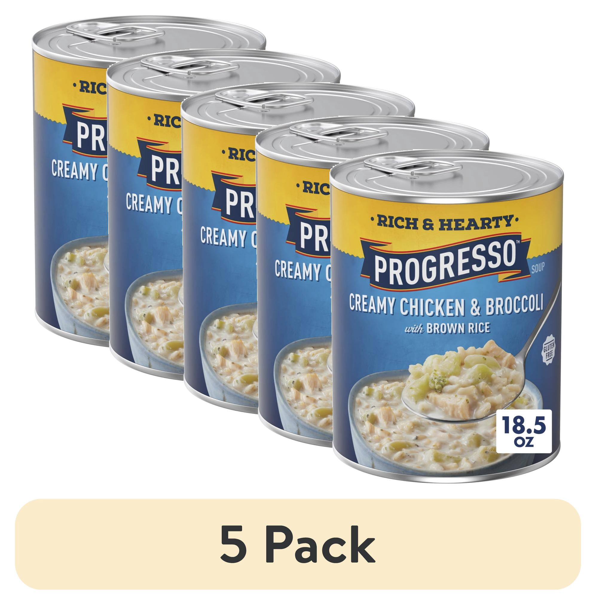 (5 pack) Progresso Rich & Hearty, Creamy Chicken & Broccoli Soup, Gluten Free, 18.5 oz.