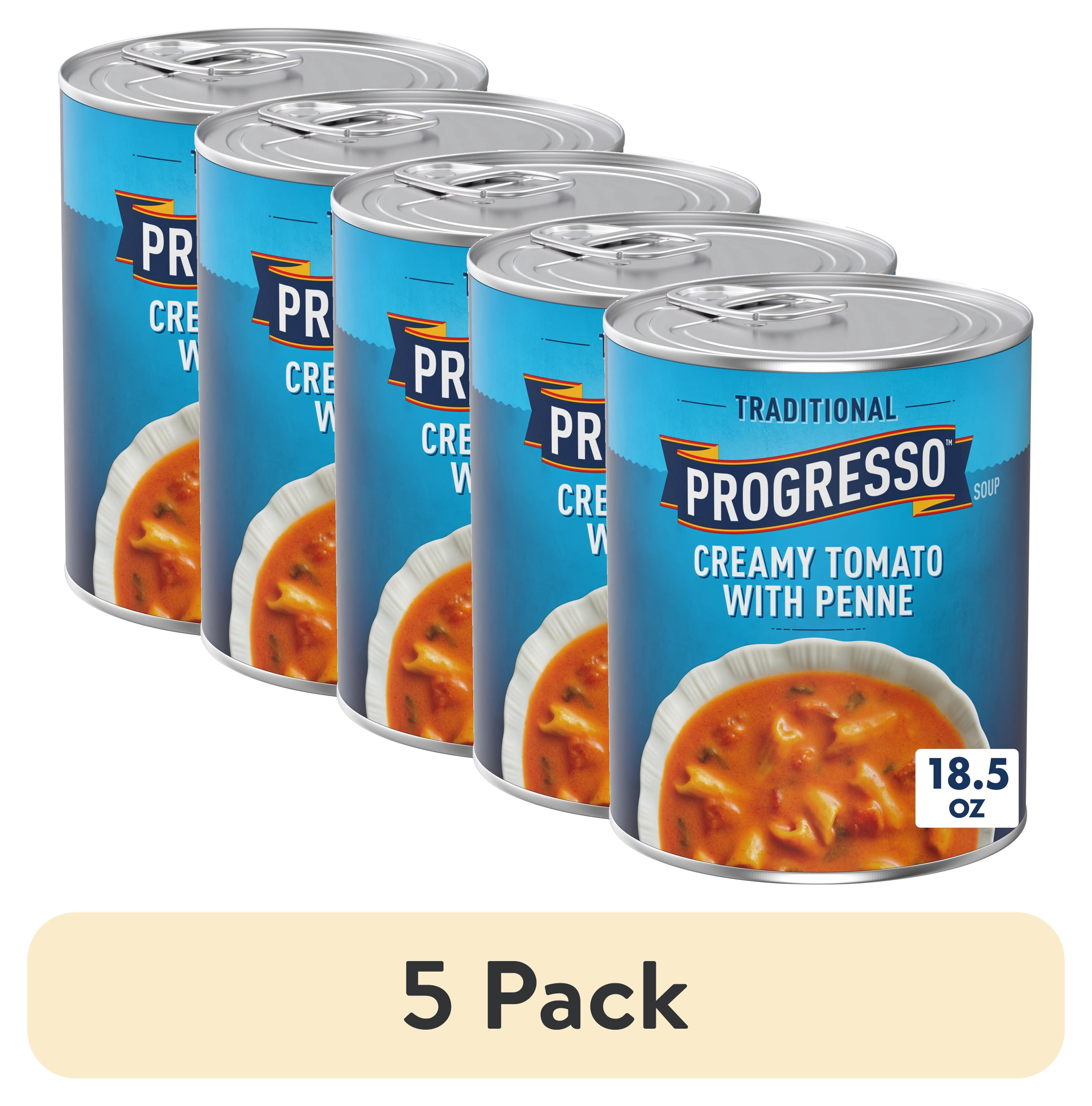 (5 pack) Progresso Traditional, Creamy Tomato with Penne Canned Soup, 18.5 oz