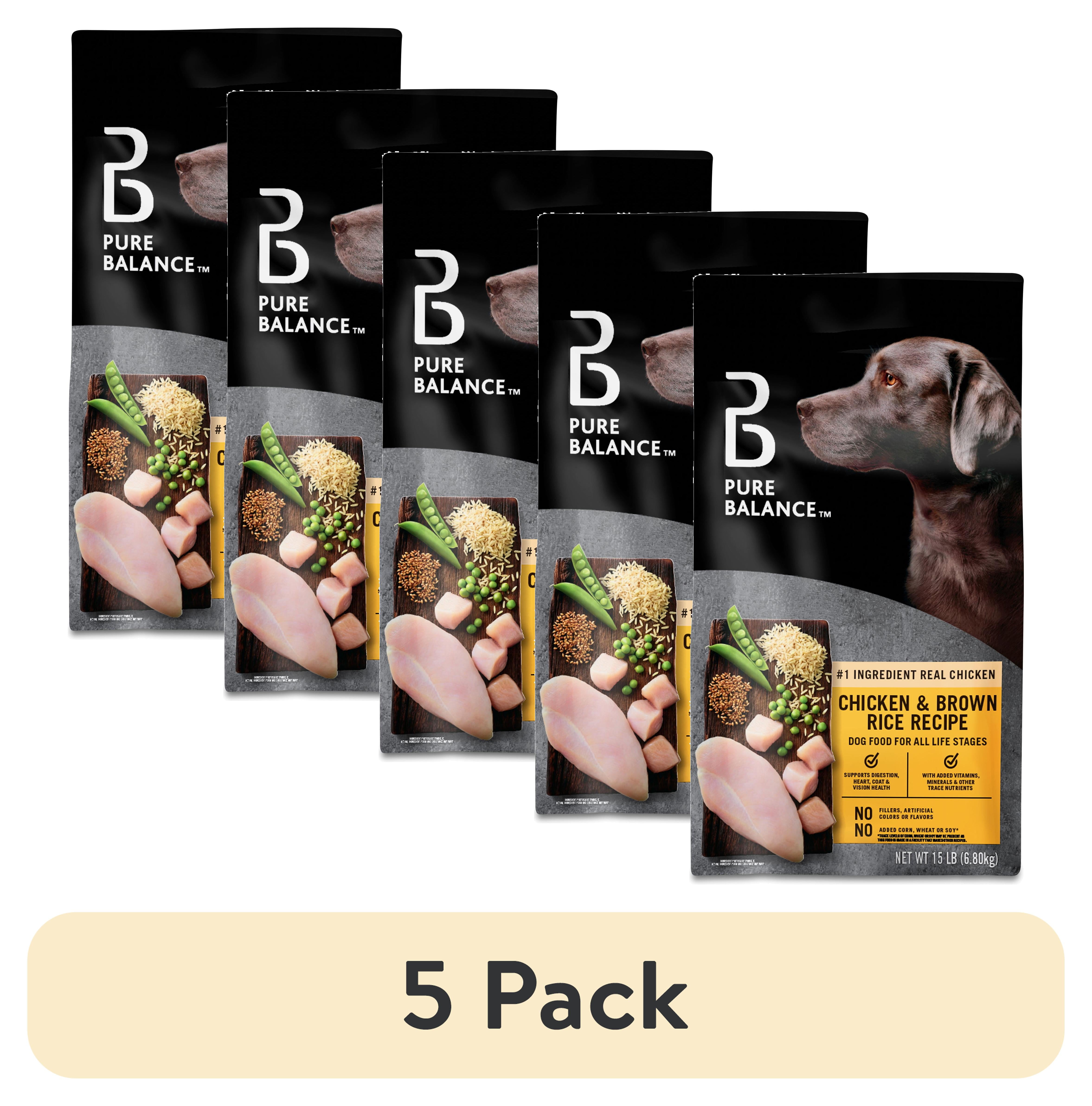(5 pack) Pure Balance Chicken & Brown Rice Recipe Dry Dog Food, 15 lbs