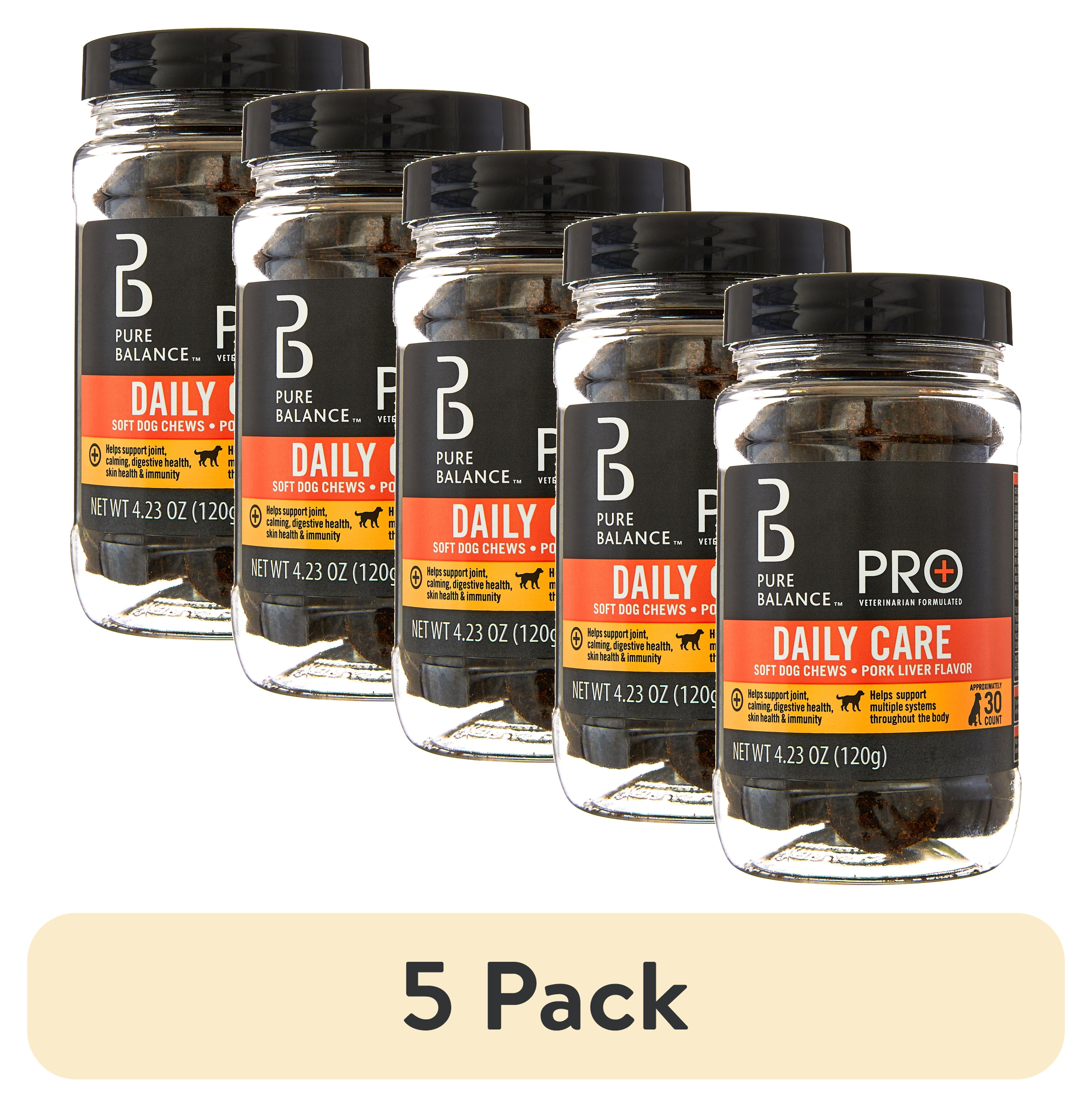 (5 pack) Pure Balance Pro+ Veterinarian Formulated Daily Care for Dogs, Pork Liver Flavor, 30 Count Soft Chews