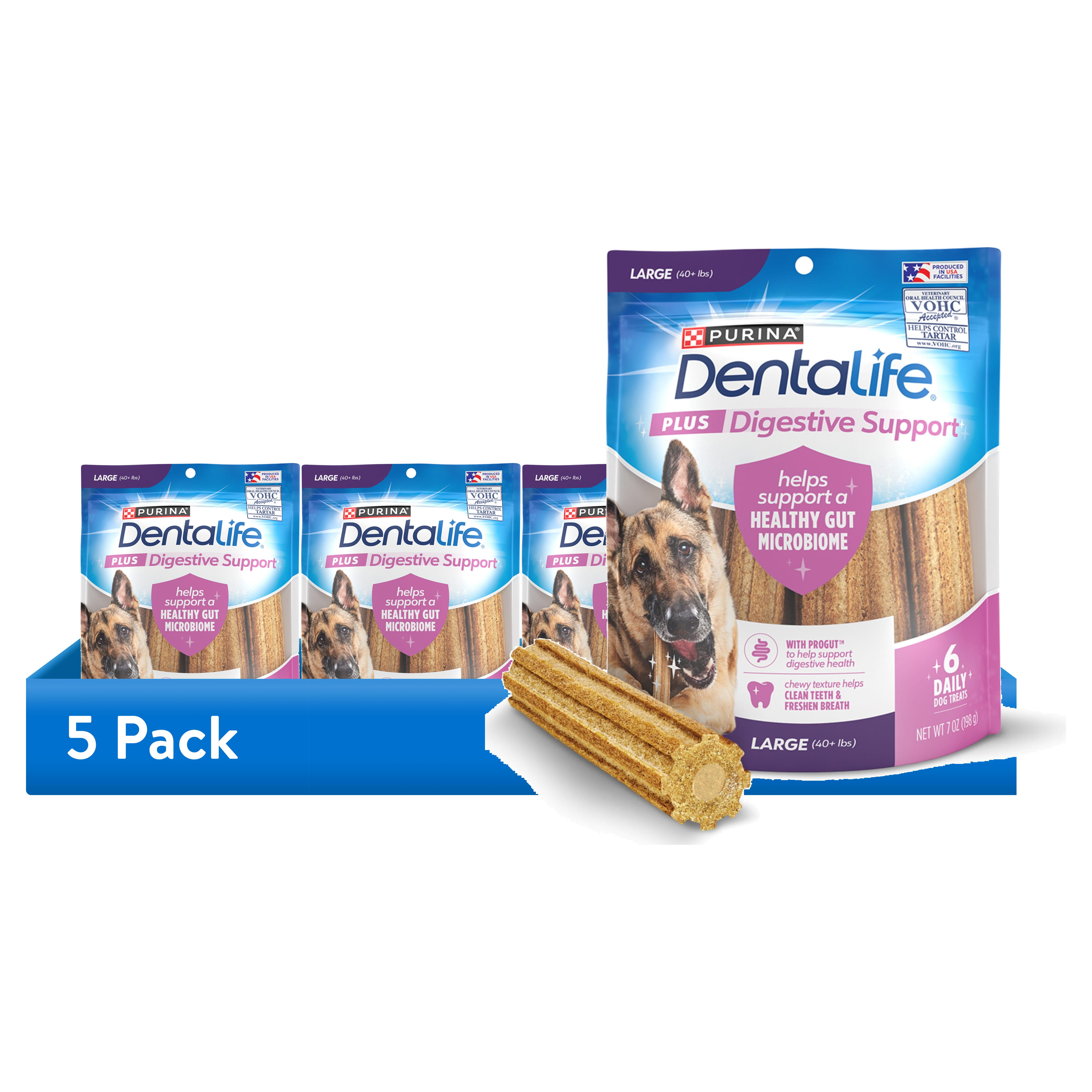 (5 pack) Purina Dentalife Plus Digestive Support Chicken and Pumpkin Flavor Dental Chews for Dogs, 6 Count, 7 Ounces