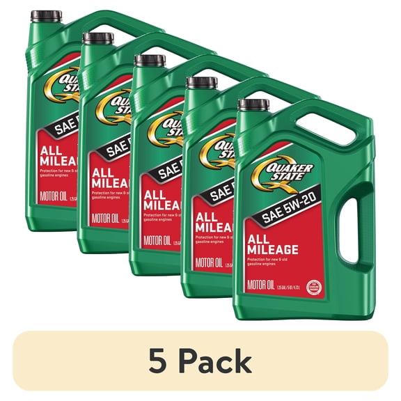 (5 pack) Quaker State All Mileage 5W-20 Motor Oil, 5 Quart