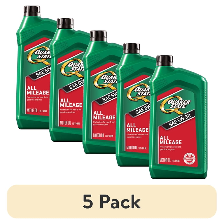 5 pack) Quaker State All Mileage 5W-30 Motor Oil, 1 Quart