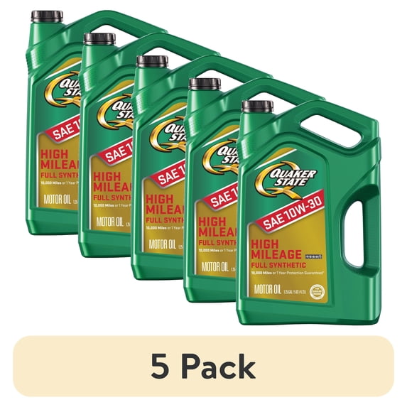 (5 pack) Quaker State Full Synthetic High Mileage 10W-30 Motor Oil, 5 Quart