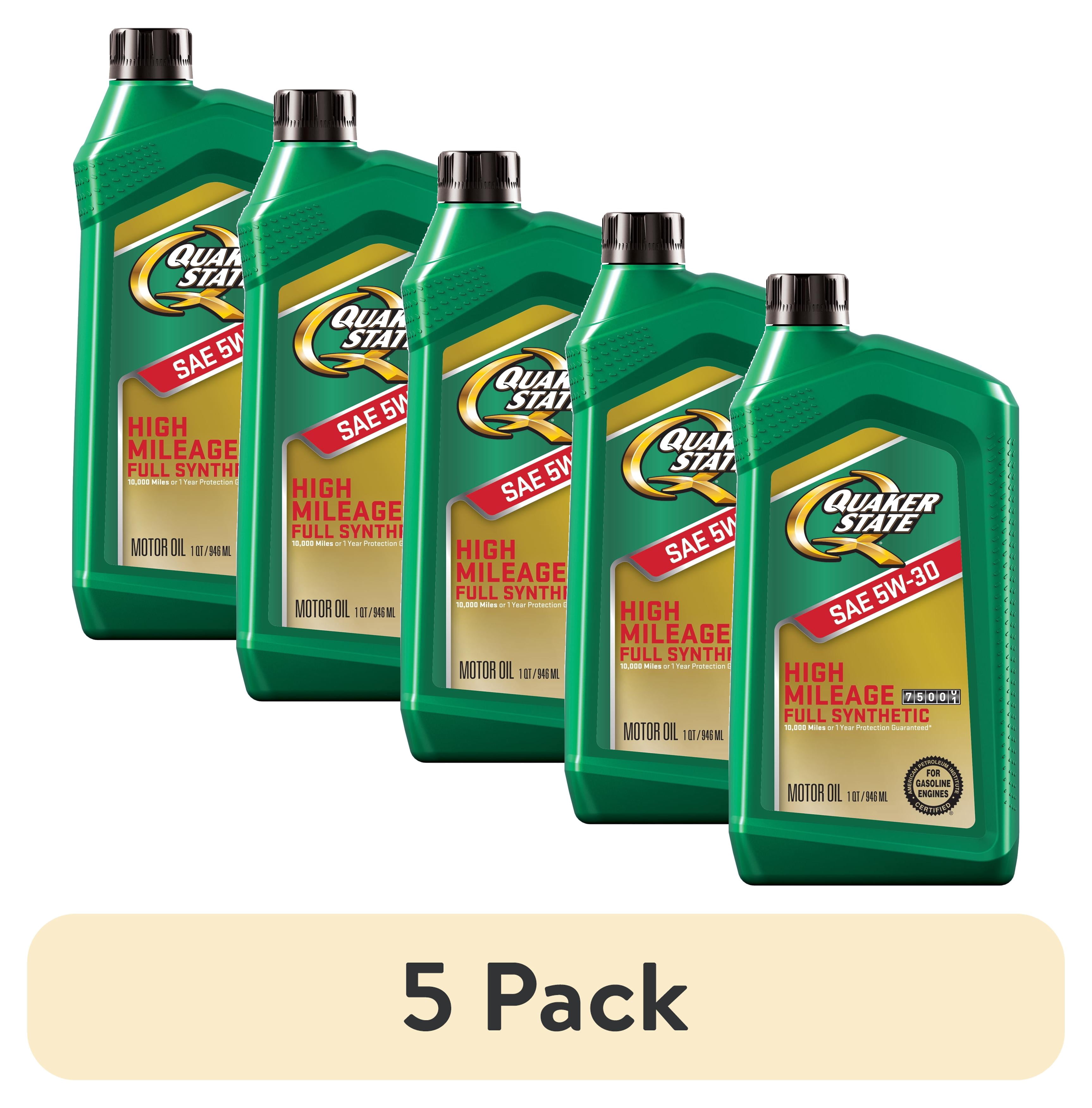 (5 pack) Quaker State Full Synthetic High Mileage 5W-30 Motor Oil, 1 Quart
