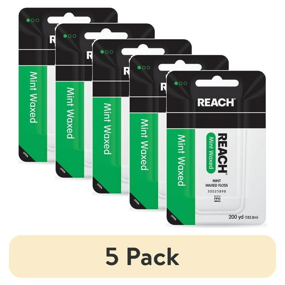 (5 pack) REACH DENTAL FLOSS MINT WAXED 200YD