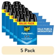 5 pack Raid Flying Insect Killer Bug Spray, Kill Flies & Other Bugs Indoors & Outdoors, 15 oz., 2 Count