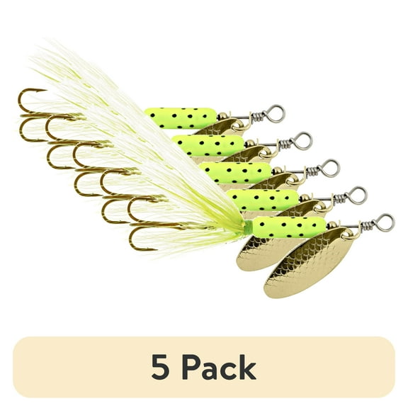(5 pack) Ready2Fish Inline Spinnerbait Lure 1/16 oz Chartreuse Dot