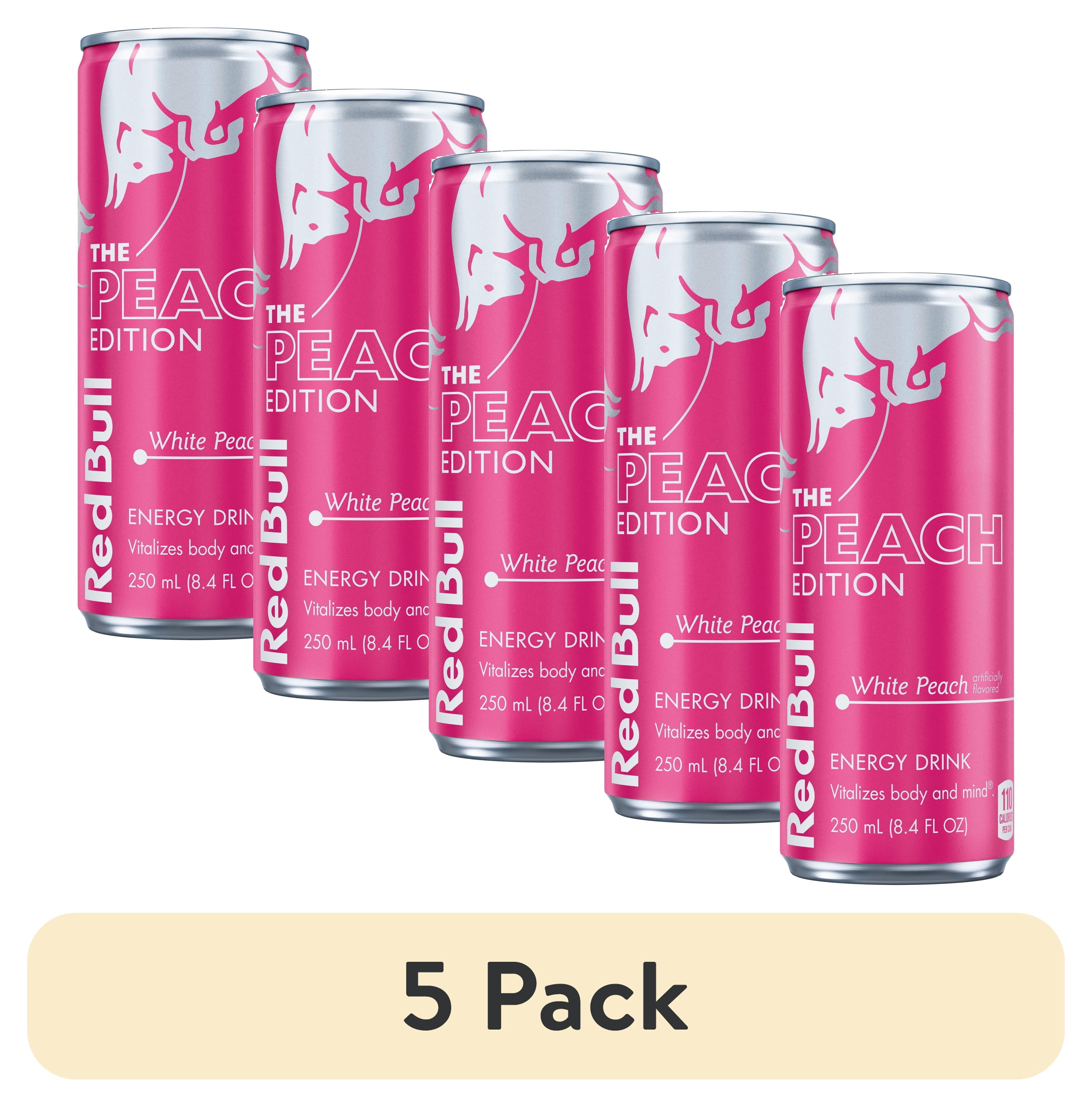 (5 pack) Red Bull Peach Edition Energy Drink,  White Peach,  8.4 fl.oz. can,  80mg Caffeine