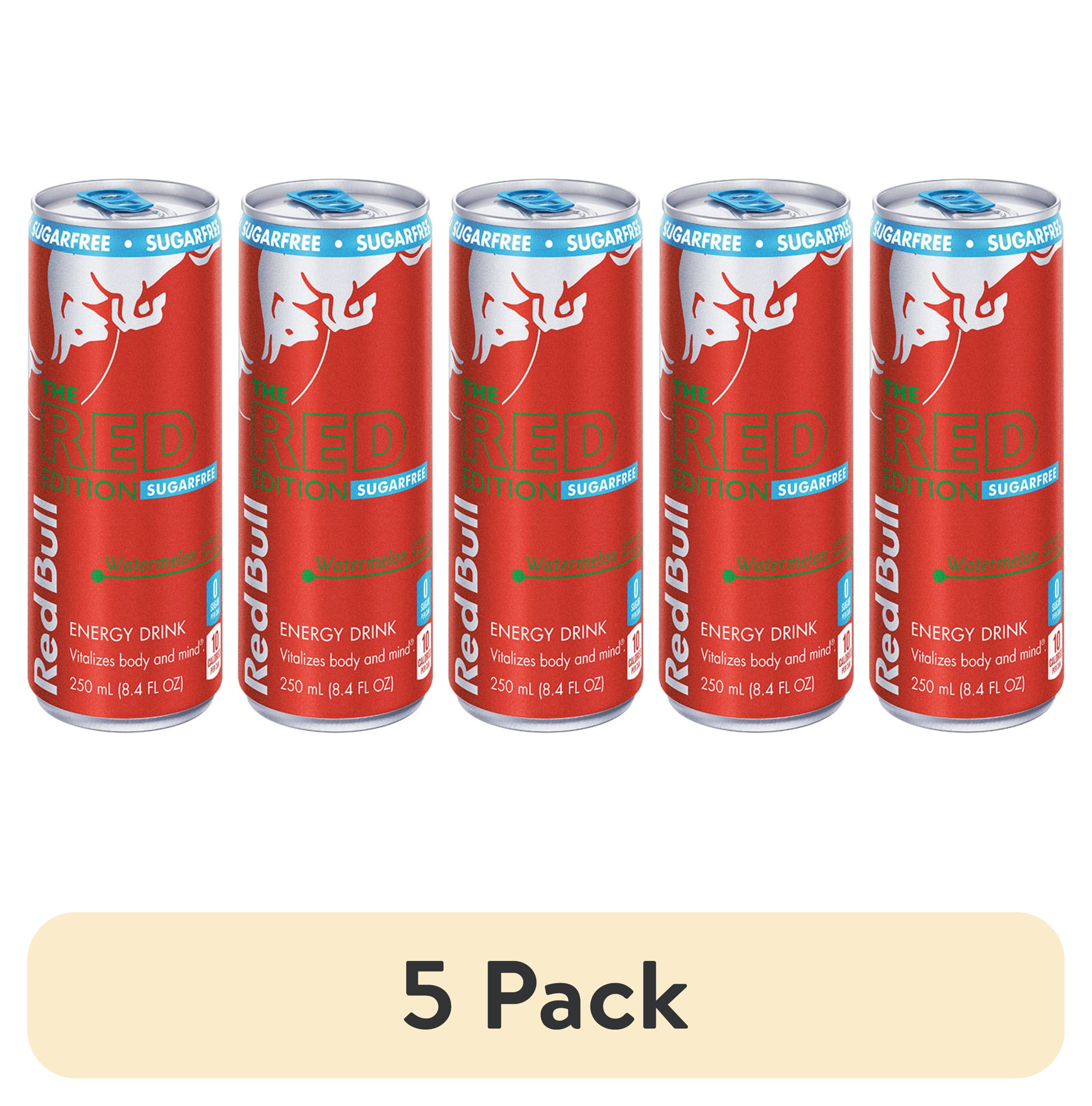 (5 pack) Red Bull Red Edition Sugarfree Energy Drink, Watermelon, 80mg Caffeine, 8.4 fl. oz. Can