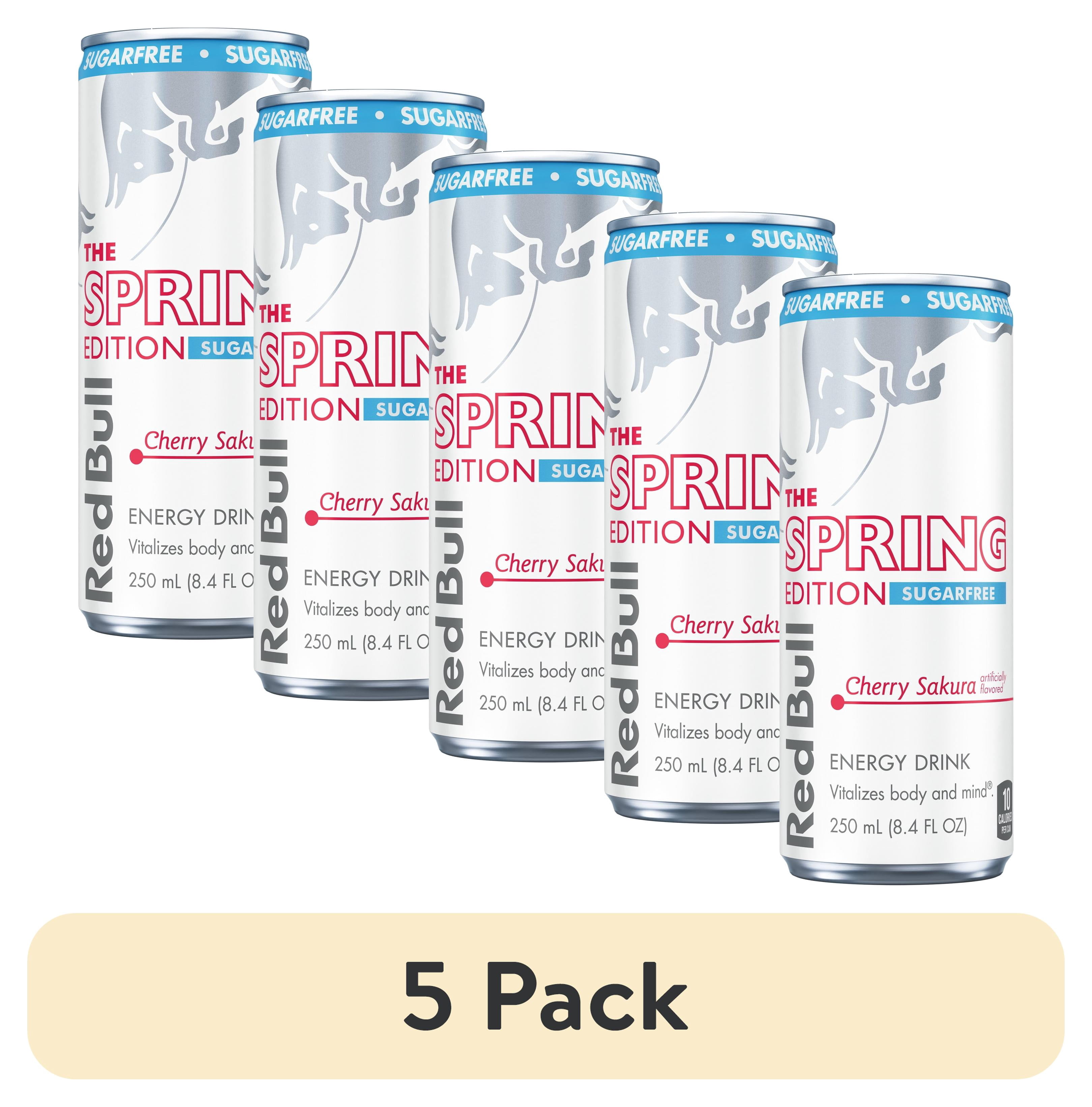 (5 pack) Red Bull Spring Edition Sugarfree Energy Drink,  Cherry Sakura,  8.4 fl. oz. can,  80mg Caffeine