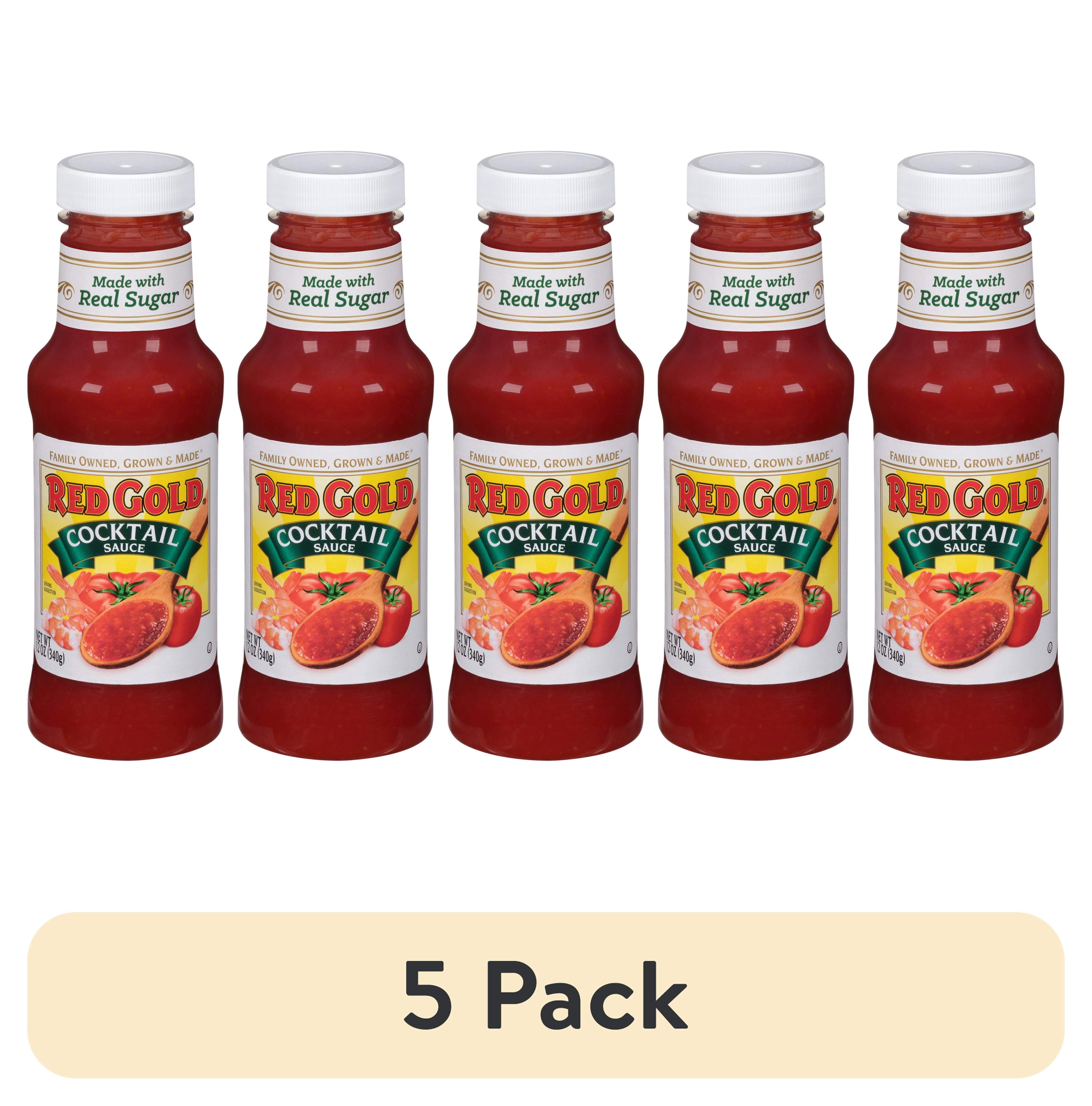 (5 pack) Red Gold Made with Real Sugar Cocktail Sauce, 12 oz Bottle