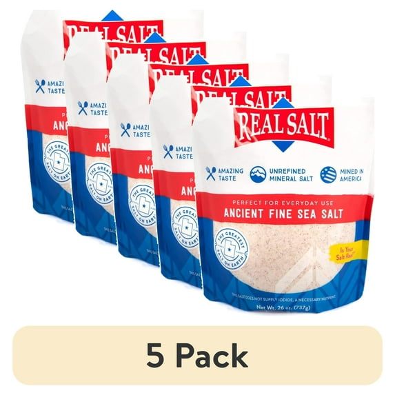 (5 pack) Redmond Real Salt Ancient Fine Sea Salt, 26 ounces