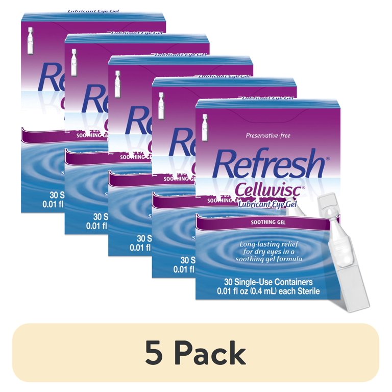 5 pack) Refresh Celluvisc Lubricant Eye Gel Preservative-Free Artificial  Tears, 0.4 ml, 30 Count