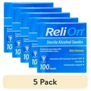 (5 pack) ReliOn Sterile Alcohol Swabs, 100 Count